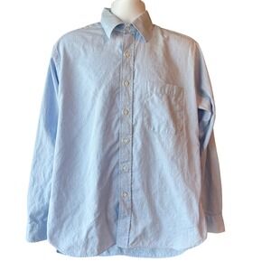 SAKS‎ FIFTH AVENUE 2x2 Imported Cotton Twill Button Down Dress Shirt Blue Sz 16
